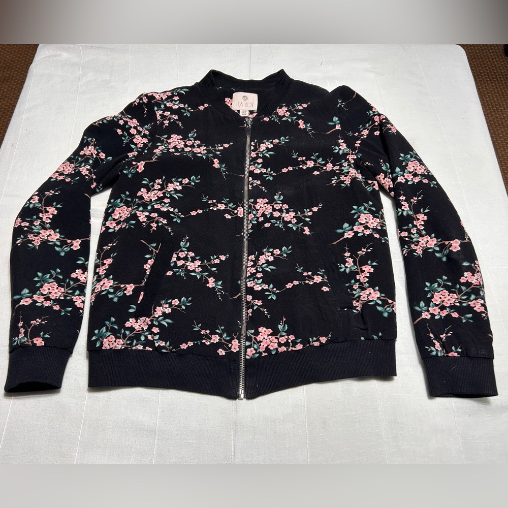 Lila Rose Floral Black Bomber Jacket